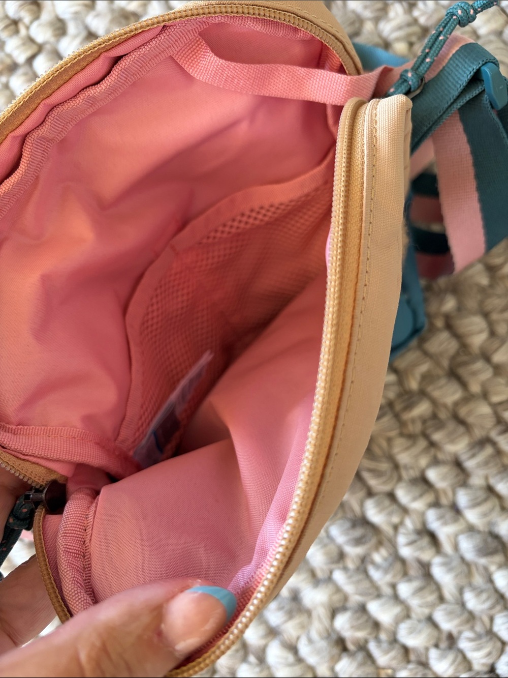 Columbia Teal and Peach Small Crossbody Bag with Pink Trim - Picture 3 of 3